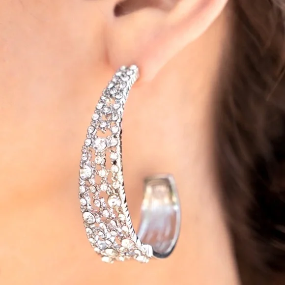 Large Rhinestone Hoop Earrings - Picture 1 of 1